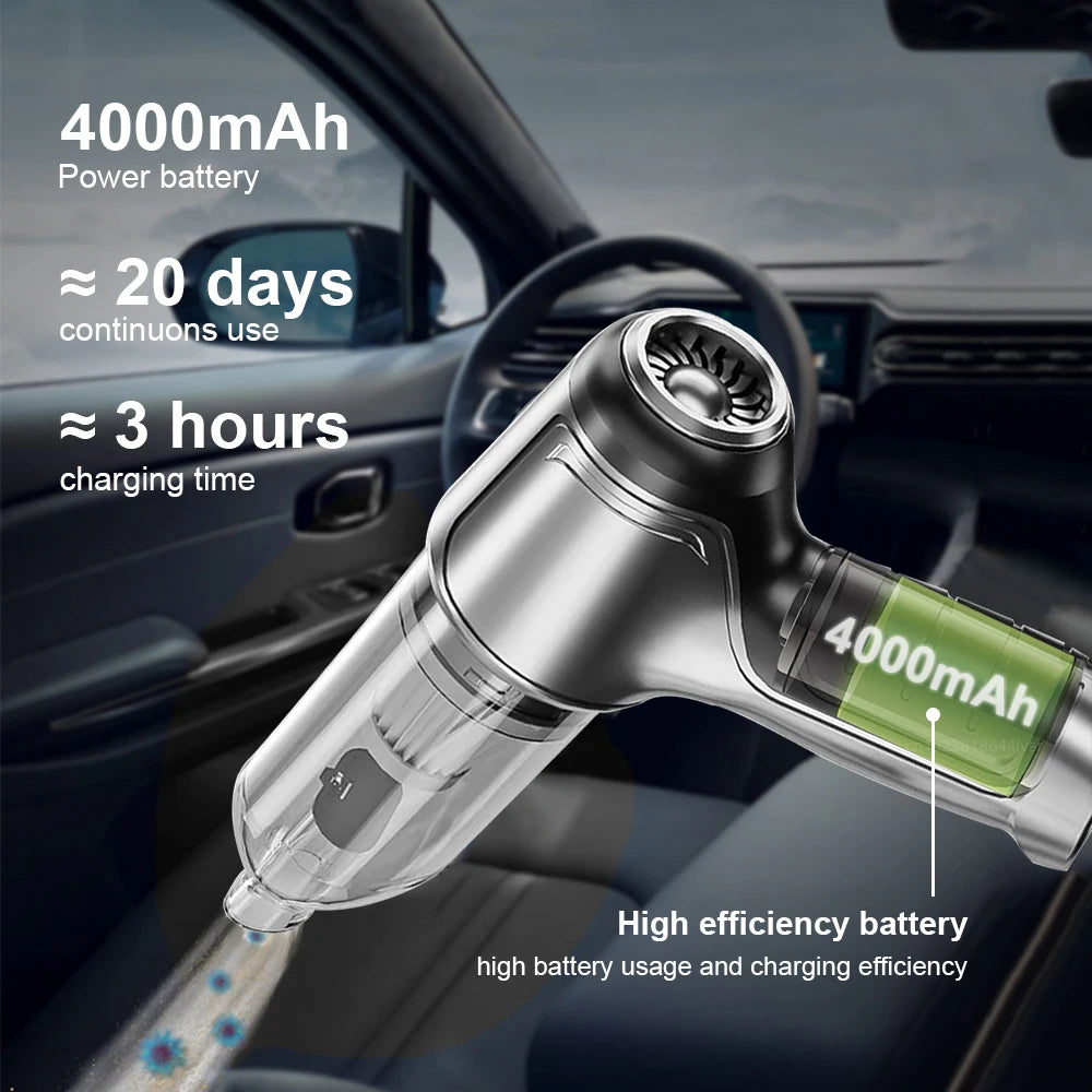 Portable Car Vacuum Cleaner Powerful Wireless Car Vacuum Cleaner 95000PA Strong Suction Handheld Vehicle Vacuum Cleaner for Car